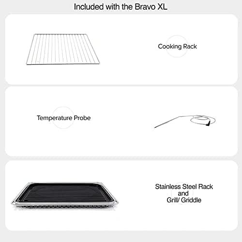  NUWAVE Bravo Air Fryer Toaster Smart Oven, 12-in-1 Countertop Convection Grill Griddle Combo, 30-Qt XL Capacity, Integrated Temperature Probe for Perfect Results, Heavy Duty Racks