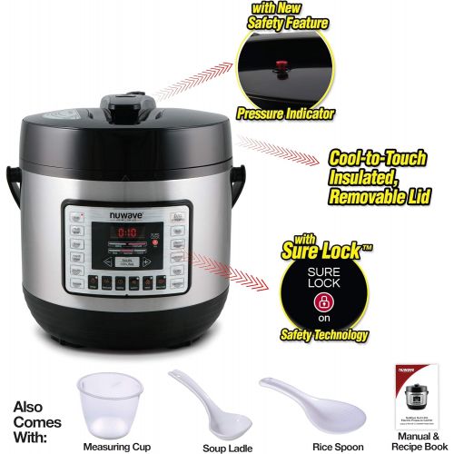  [아마존베스트]NUWAVE NUTRIPOT 6-Quart DIGITAL PRESSURE COOKER with Sure-Lock Safety System; Dishwasher-Safe Non-Stick Inner Pot; 11 Pre-Programmed Presets; Detachable Pressure Pot Lid for Easy C