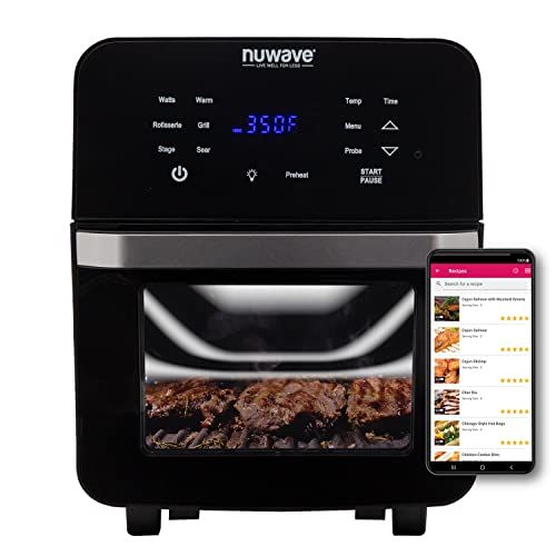  [아마존베스트]NUWAVE BRIO 14-Quart Large Capacity Air Fryer Oven with Digital Touch Screen Controls and Integrated Digital Temperature Probe; 2 Heavy-Duty NEVER-RUST Stainless Steel Mesh Racks G