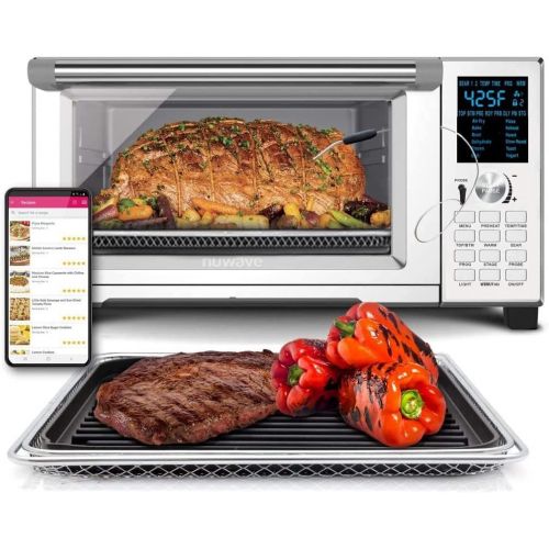  [아마존베스트]NuWave Bravo XL 30 QT Convection Air Fryer Oven with Crisping and Flavor Infusion Technology (FIT) with Integrated Digital Temperature Probe for Perfect Results; Non-Stick Enamel B