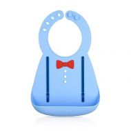 Nuby 3D Soft Silicone Bib with Scoop, BPA Free, 6+M, Suspenders