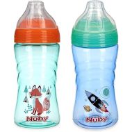 Nuby 2 Pack No Spill Printed Thirsty Kids No-Spill Sip-it Sport Cup with Soft Spout and Lid - 12oz, 12+ Months,2 Count(Pack of 1),Print May Vary