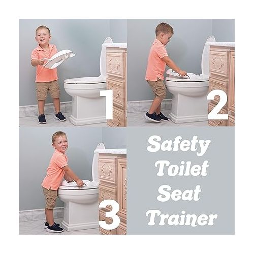  Nuby Easy Grip Safety Toilet Seat Trainer with Integrated Splash Guard for Toddlers & Kids, White, 1 Count