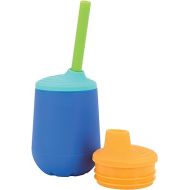 Nuby First Training Cup Set - Silicone Tumbler with Spout and Straw Combo - 4 oz - 6+ Months - Blue