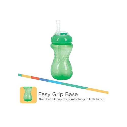  NUBY 3 Pack No Spill Flex Straw Toddler Sippy Cups - Toddler Cups Spill Proof with Easy and Firm Grip - BPA Free Toddlers Cups - Green, Blue, Aqua