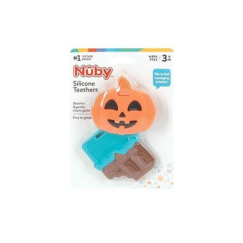  Nuby All Silicone Pumpkin & Chocolate Bar Teether - 2 pack, 3+ Months