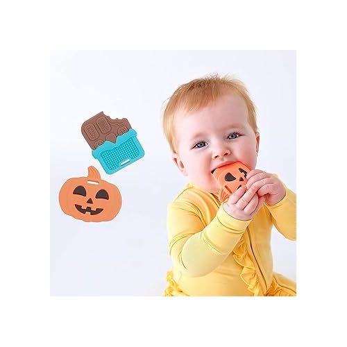  Nuby All Silicone Pumpkin & Chocolate Bar Teether - 2 pack, 3+ Months