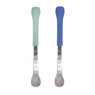 Nuby 2-in-1 Hot Safe Feeding Spoons - (2-Pack) Spoons for Babies 6+ Months - Blue and Aqua