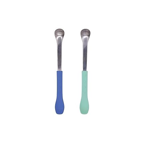  Nuby 2-in-1 Hot Safe Feeding Spoons - (2-Pack) Spoons for Babies 6+ Months - Blue and Aqua