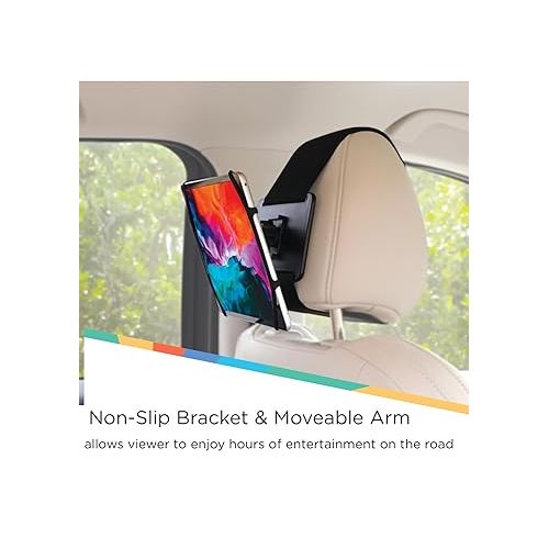  Nuby Lightweight & Portable Tablet Holder: Easily Secures to Back Seat Headrest for Kids or Adults - Flexible Non Slip Brackets & Adjustable Angle for Viewing, fits most 8