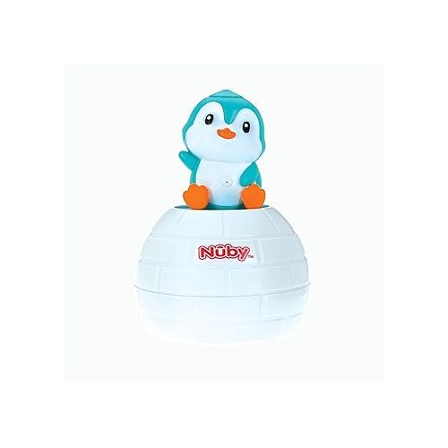  Nuby Pop-Up Penguin Bath Toy with 3 Bath Squirters - Baby Bath Toy for Boys and Girls 18+ Months