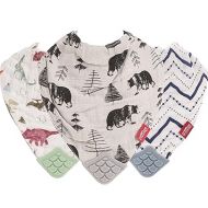 Nuby Baby Bibs - 3 Pc Muslin Bibs - Reversible 100% Natural Cotton Teething Bib - Baby Bibs For Girls And Boys, Baby Essentials