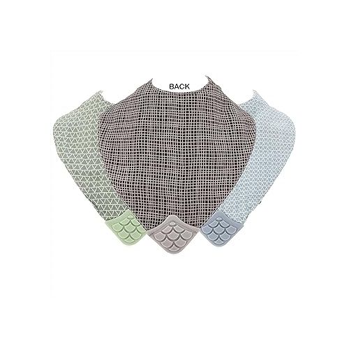  Nuby Baby Bibs - 3 Pc Muslin Bibs - Reversible 100% Natural Cotton Teething Bib - Baby Bibs For Girls And Boys, Baby Essentials