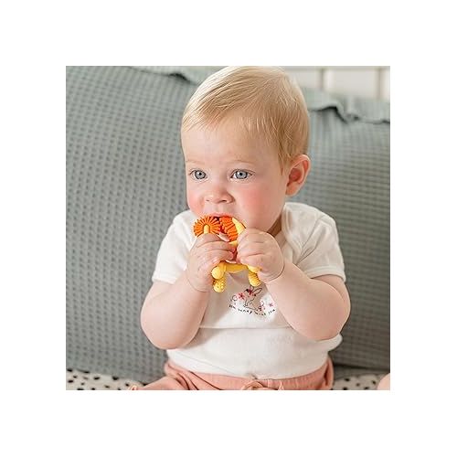  Nuby Silicone Geo Zoos Teether - Giraffe Teething Toy for Babies 3+ Months - Soothes and Massages Sore Gums