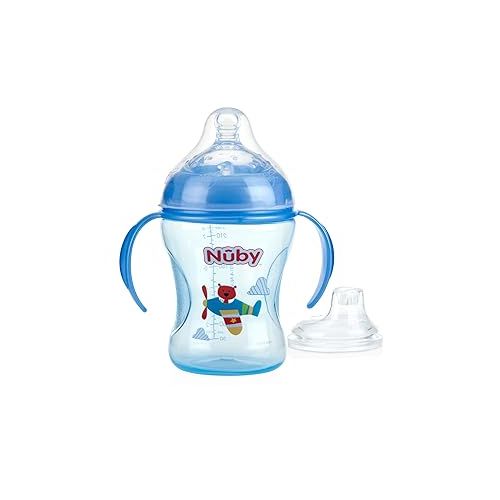  Nuby Non-Drip 3-Stage Nurser with Wide Neck - Bottle to Sippy Cup - (3-Pack) 11 Oz - 3+ Months