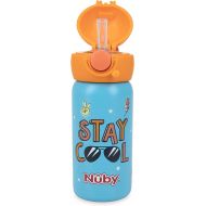 Nuby Thirsty Kids No Spill Flip-It Active Stainless Steel Travel Cup, 14 Oz, Stay Cool Print