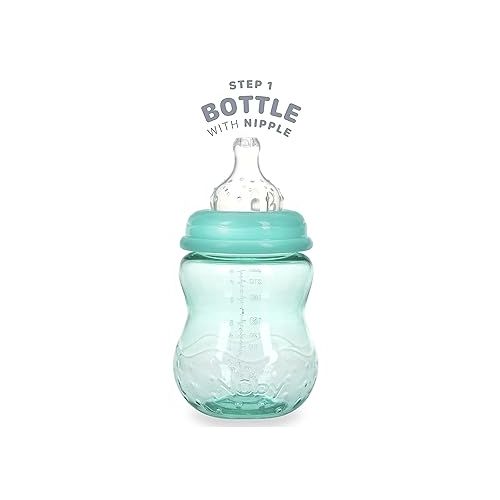  Nuby 3 Stage Tritan Wide Neck Grow with Me No-Spill Bottle to Cup, 8 Oz, Teal