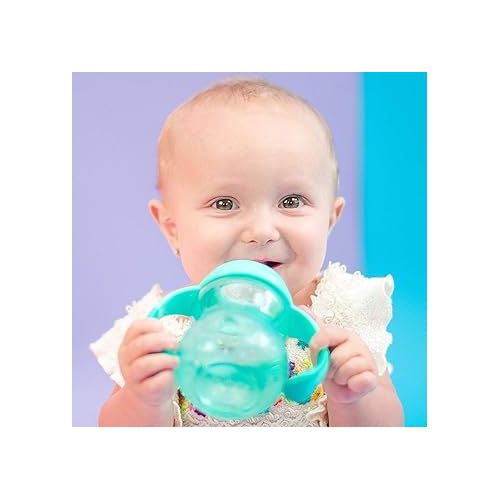  Nuby 3 Stage Tritan Wide Neck Grow with Me No-Spill Bottle to Cup, 8 Oz, Teal