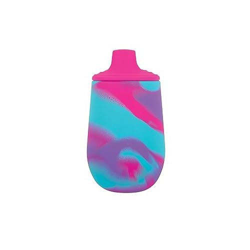  Nuby Silicone Tie-dye First Training Cup with Free Flow Soft Spout - 6oz, 6+ Months, Pink/Purple