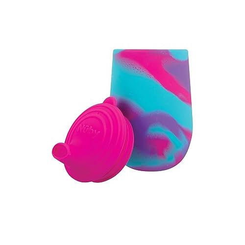  Nuby Silicone Tie-dye First Training Cup with Free Flow Soft Spout - 6oz, 6+ Months, Pink/Purple