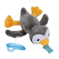 Nuby Calming Natural Flex Snuggleez Pacifier with Plush Combo Set for Cuddling with Comfort, Penguin