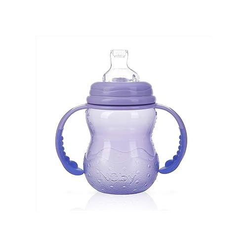  Nuby Non-Drip 3-Stage Wide Neck Bottle to Cup, 8 Ounce, Pack of 1 Cup, Colors May Vary