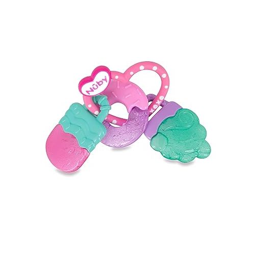  Nuby IcyBite Popsicle, Donut and Ice Cream Teether Ring - 3+ Months