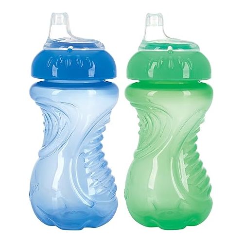  Nuby 2-Pack No-Spill Easy Grip Cup, 10 Ounce, Colors May Vary