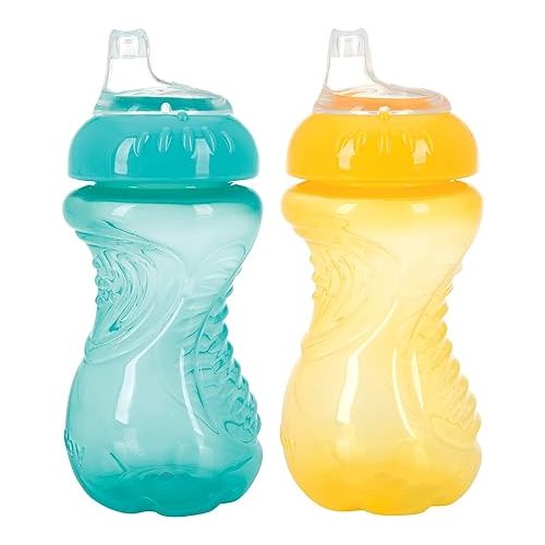  Nuby 2-Pack No-Spill Easy Grip Cup, 10 Ounce, Colors May Vary