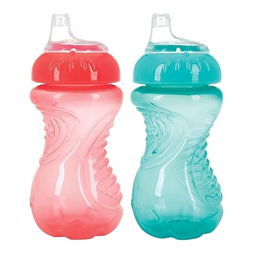  Nuby 2-Pack No-Spill Easy Grip Cup, 10 Ounce, Colors May Vary