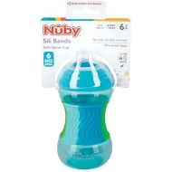Nuby No Spill Sili Bands 10oz Soft Spout Cup with Textured Easy Grip Silicone Band - Aqua