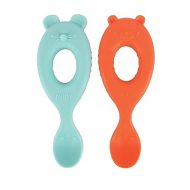 Nuby Silicone Easy Grip Spoons, 2 Pack, 6 M+, Mouse and Bear