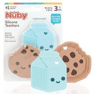 Nuby All Silicone Chocolate Chip Cookie & Milk Carton Teether - 2 Pack, 3+ Months