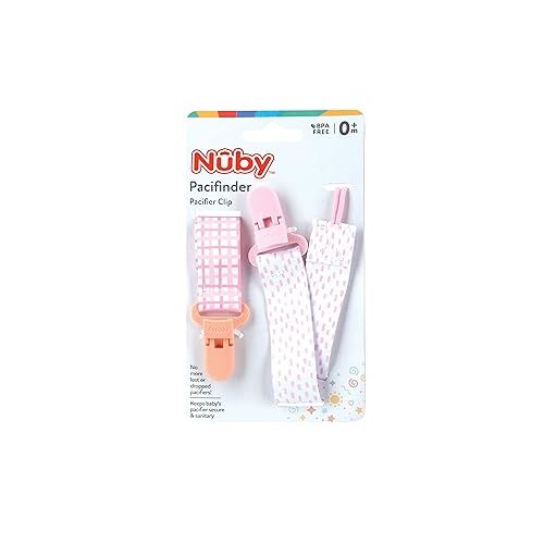  Nuby Infant's Pacifinder Pacifier Clips, Colors May Vary 2 Count (Pack of 1)