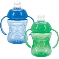 Nuby Plastic 2-Pack No-Spill Super Spout Grip N' Sip Cup, Blue and Green