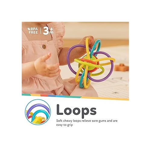  Nuby Lots A Loops Sensory Multicolor Teether and Baby Rattle Toy - 3+ Months - Baby Teething Toy