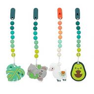 Nuby All Silicone Teether with Bonus Silicone Pacifinder with Clip - 3+ Months, 1pk, Assorted Neutral Designs