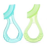 Nuby Soft Silicone Gum Massager with Hygienic Case, 2-Pack, 3 m+