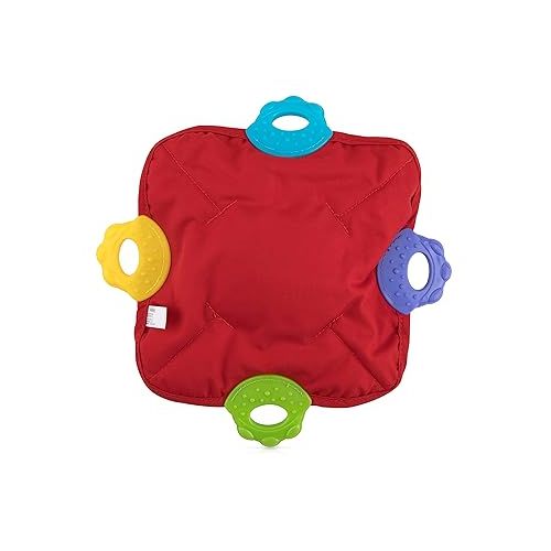  Nuby Teething Blankie Characters May Vary, Red/Yellow/Green/Orange/Blue, 1 Count