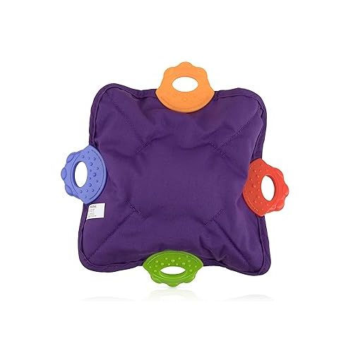 Nuby Teething Blankie Characters May Vary, Red/Yellow/Green/Orange/Blue, 1 Count