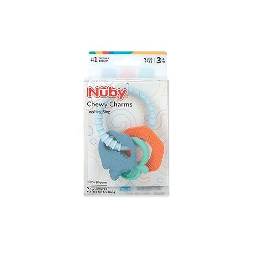  Nuby Chewy Charms Teething Ring, Soft BPA-Free Baby Teething Toy - 3+ Months - Dino