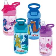 Nuby Kid’s Flip-it Reflex Push Button On-The-Go Printed Water Bottle with Soft Spout - 12oz / 360ml, 18+ Months, 1pk Print May Vary