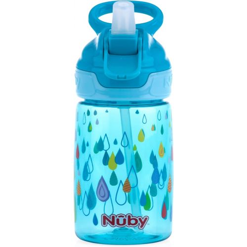  Nuby Kid’s Flip-it Reflex Push Button On-The-Go Printed Water Bottle with Soft Spout - 12oz / 360ml, 18+ Months, 1pk Print May Vary