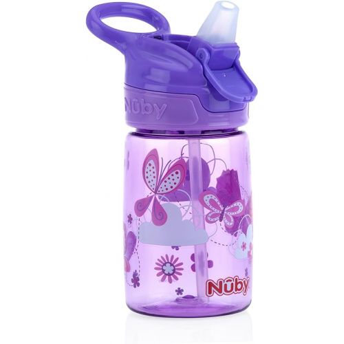  Nuby Kid’s Flip-it Reflex Push Button On-The-Go Printed Water Bottle with Soft Spout - 12oz / 360ml, 18+ Months, 1pk Print May Vary