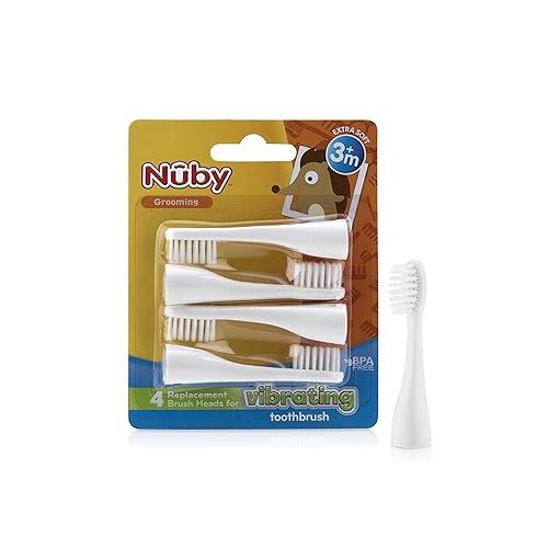  Nuby Vibrating Toothbrush Replacement Heads, Pack of 4