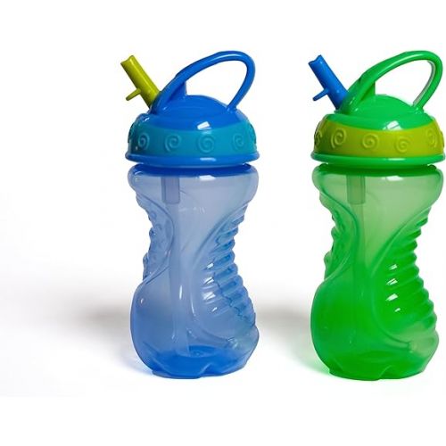  Nuby 2-Pack Flip-It Easy Grip Cups with Easy-Flo Straw, 10 Ounce, Colors May Vary