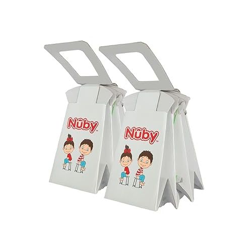  Nuby Disposable Travel Potty with Liner - Foldable and Portable Potty; Toddler Potty Essential for Camp, Trips, & Car Rides - Travel Potty for Toddler, 2 Pack