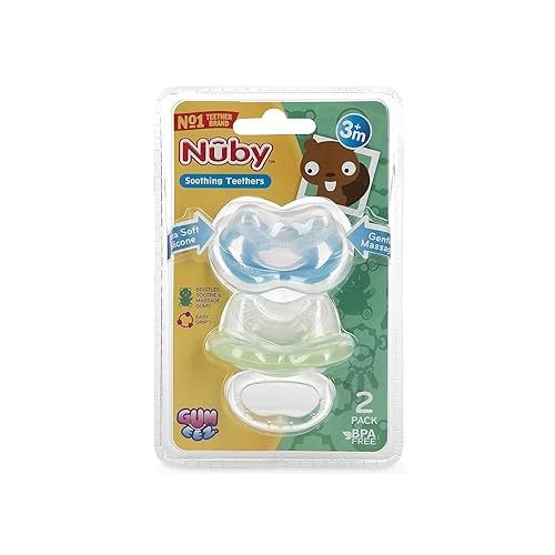  Nuby 2-Pack Gum-eez Pacifier Teethers, Colors May Vary