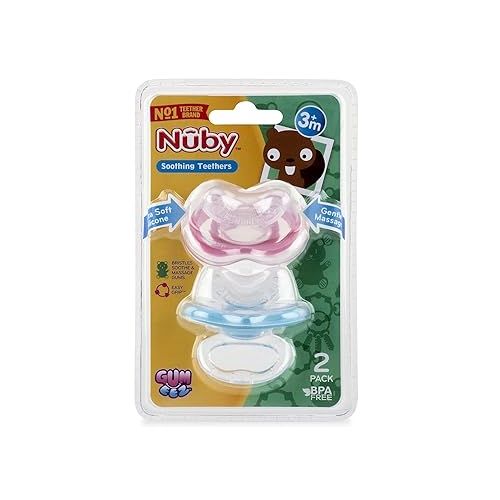  Nuby 2-Pack Gum-eez Pacifier Teethers, Colors May Vary