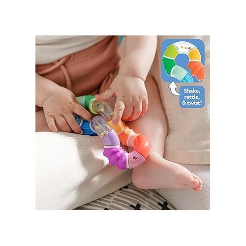  Nuby Twista Teether Toy for Babies - Multicolor Rattle Teething - BPA-Free Toy for Baby Teething Relief - 6+ Months